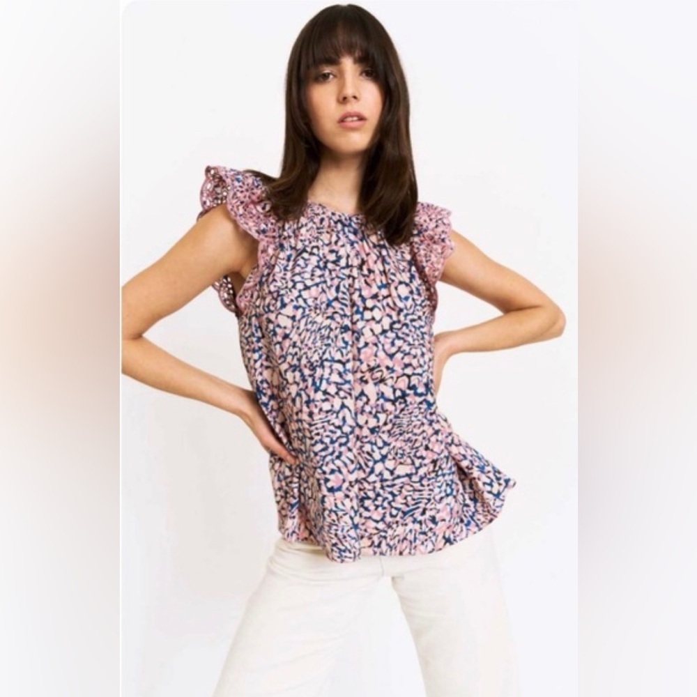 Christy Lynn Aurelie Top Pink Panther Print Blouse - Size S 🤩